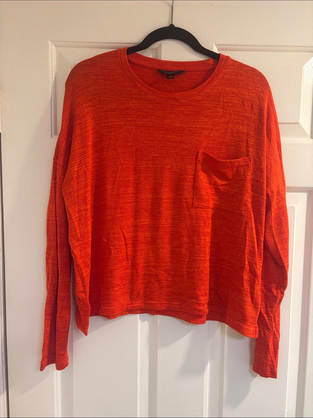 Banana Republic Orange Long-Sleeve Pocket Tee